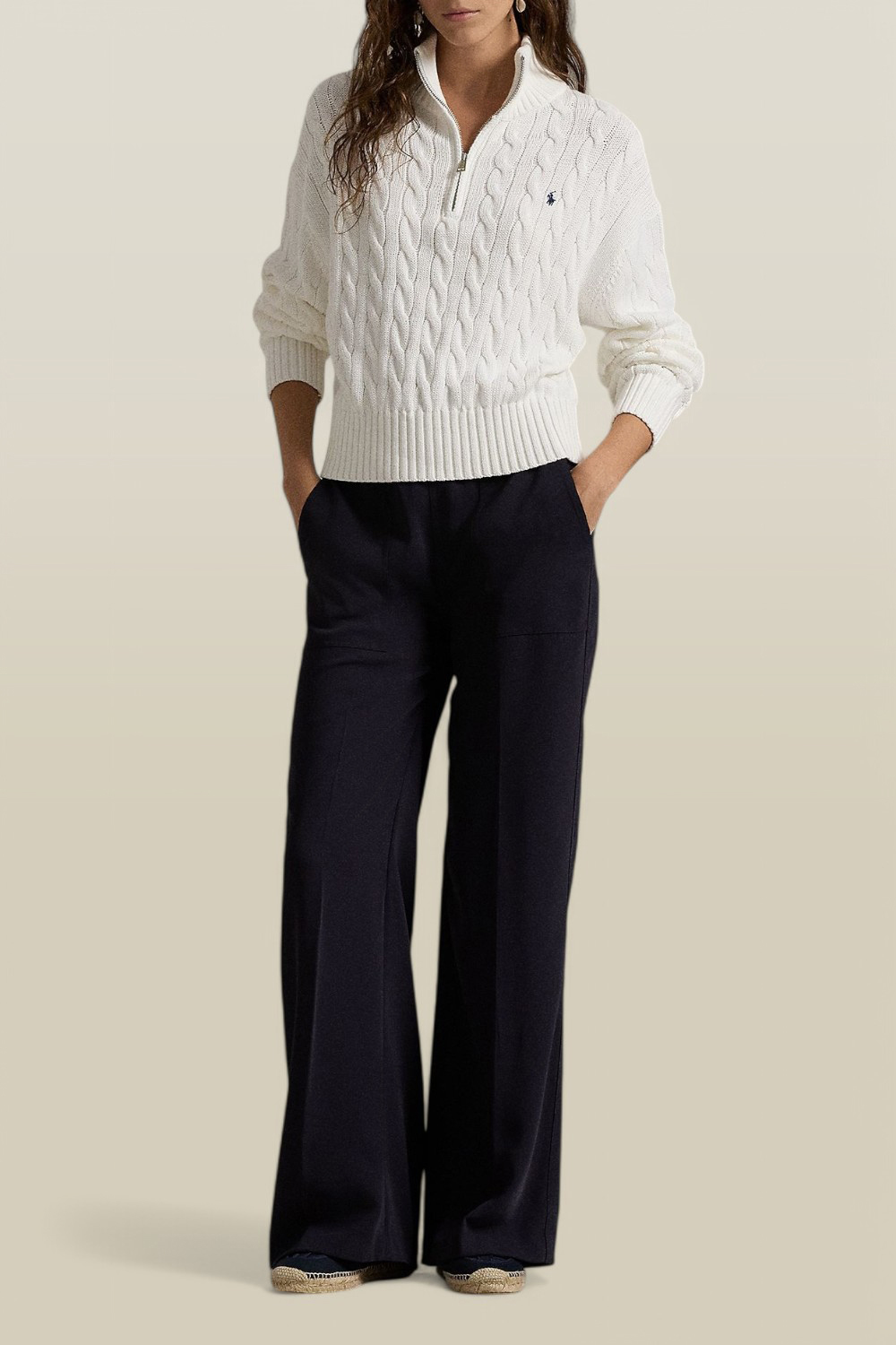 תמונת כל הלוק של סריג כותנה עם צווארון גבוה POLO RALPH LAUREN